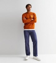 New Look Blue Cotton Straight Leg Trousers